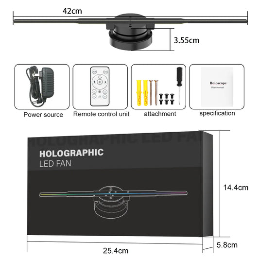 Projetor do fã do holograma 3D HD, jogador holográfico, SD, 42cm
